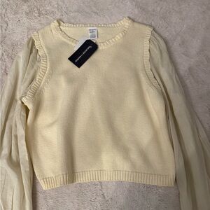 Melrose and Market Cream Sweater with Sheer Sleeves
